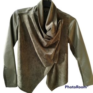 BLACK TAPE (DEX) Open Faux Leather Faux Suede Jacket Small